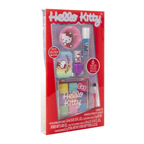 Official Sanrio Hello Kitty 6Pc Cosmetic Set Blush Nail Polish Eyeshadow & More - Picture 2 of 4